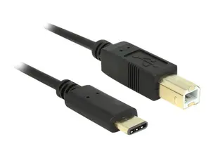 Delock - USB-kabel - USB-C (hane) till USB typ B (hane) - USB 2.0 - 3 A - 2 m - svart