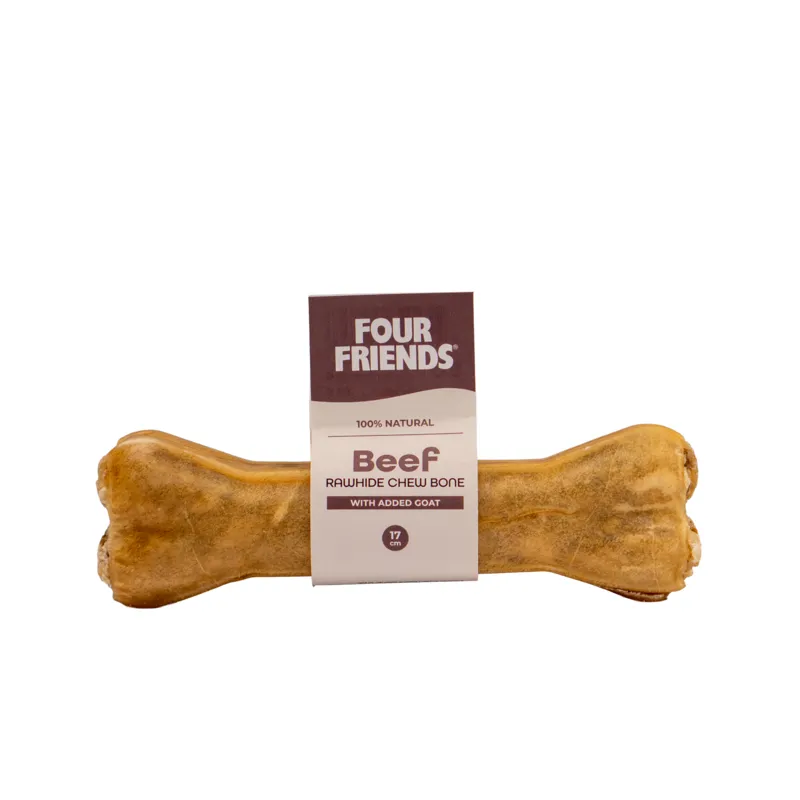 Natural Chews Beef Rawhide Chew Bone with Goat till Hund - 17 cm