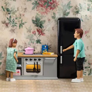 Lundby dockhusmöbler kök spis & kylskåp med belysning