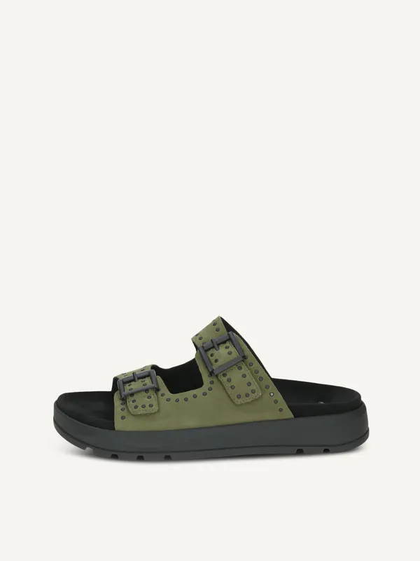 CAPRICE Mule, khaki, made of Leather without heel, Size 39