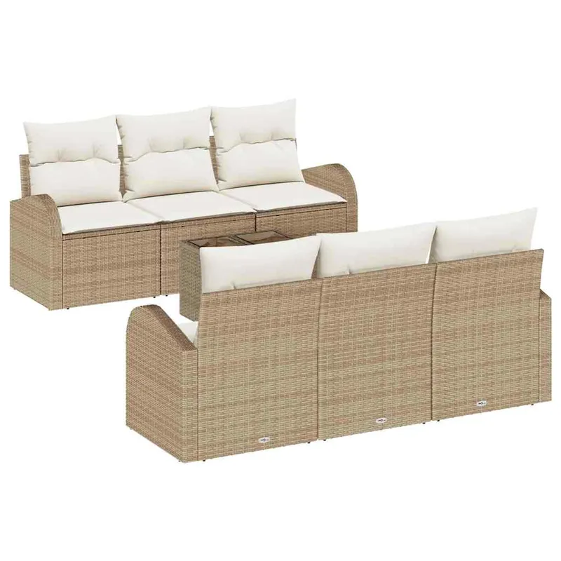 vidaXL Trädgårdsoffset 7 st 6-Antal sittplatser Beige och gräddfärgad (#8715)