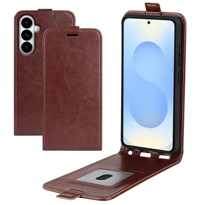 Mobilfodral för Samsung Galaxy S26 Plus Konstläder med kortfack – Brun