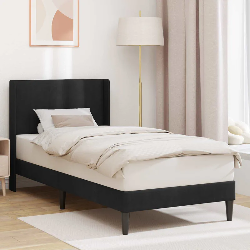 vidaXL Sängram med huvudgavel Svart 80 x 200 cm Sammet