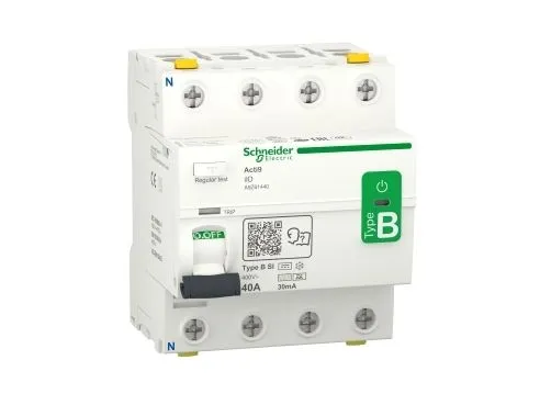 Schneider Electric Acti9 rccb earth leakage protection 4p 40a 30ma b-class-si super immun ac/dc for inst with 3p speed drive and inverter due to dc current