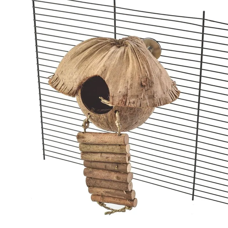 Quapas! Cozy Hängande Fågelleksak med Krypin Kokosnöt