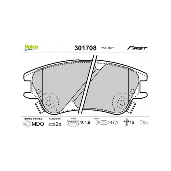 Bromsbelägg VALEO 301708