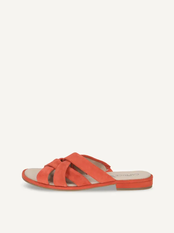 CAPRICE Mule, orange, made of Leather with Block heel, Size 37