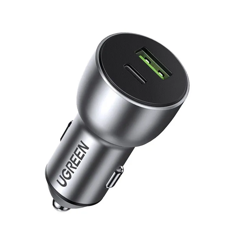 Ugreen CD213 36W Car Charger - 18W Usb-A + 18W Usb-C / Pd & Qc 3.0 - Gray