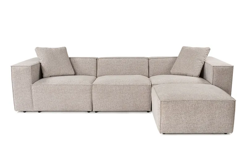 NORDVÄRK Lora (L1-O1-1R-POUFFE ) - Mocka hörnsoffa