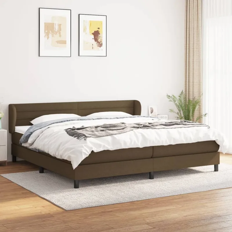 vidaXL Ramsäng med madrass mörkbrun 200×200 cm tyg (#2282)