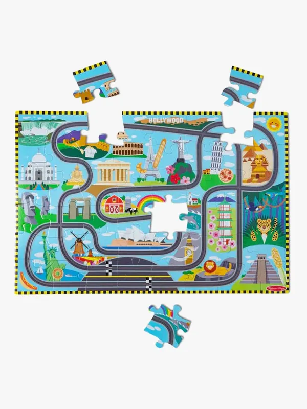 Melissa & Doug Floor Puzzle & Play Set Race Track 2D Pussel