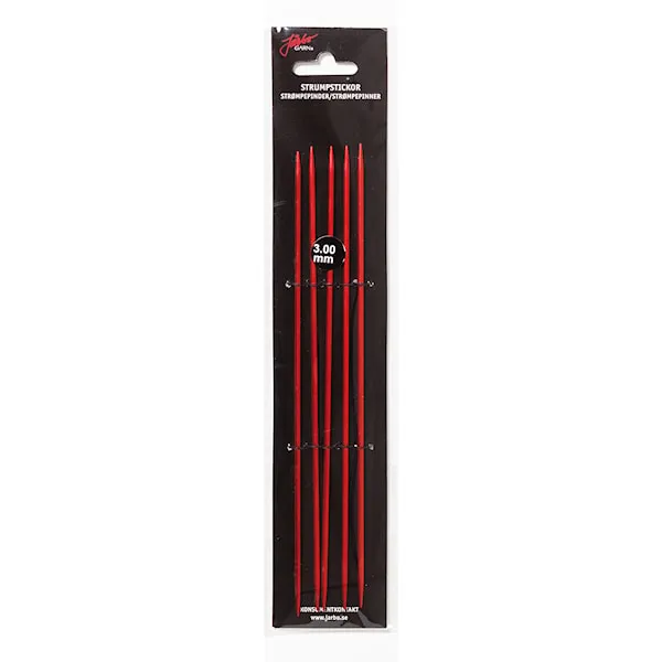 Strumpstickor 20 cm/2,5 mm Röd 5 st Järbo