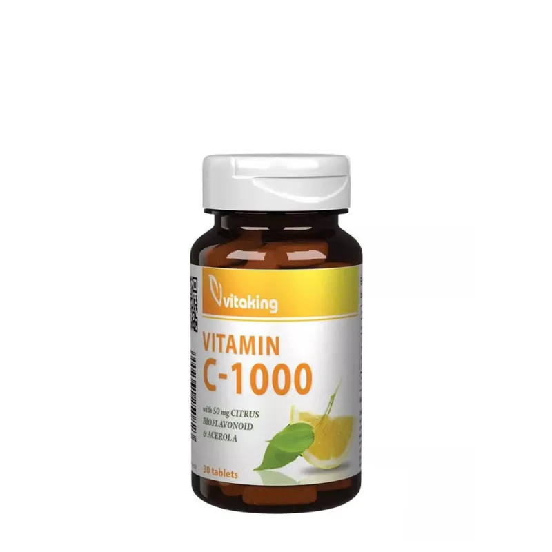 Vitaking – Vitamin C 1000 mg med 50 mg Citrusbioflavonoider och Acerola, 30 Tabletter