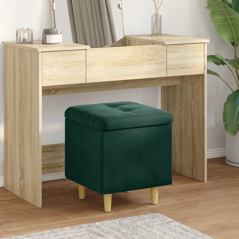 vidaXL Ottoman med förvaring Mörkgrön 40 x 40 x 45 cm Sammet