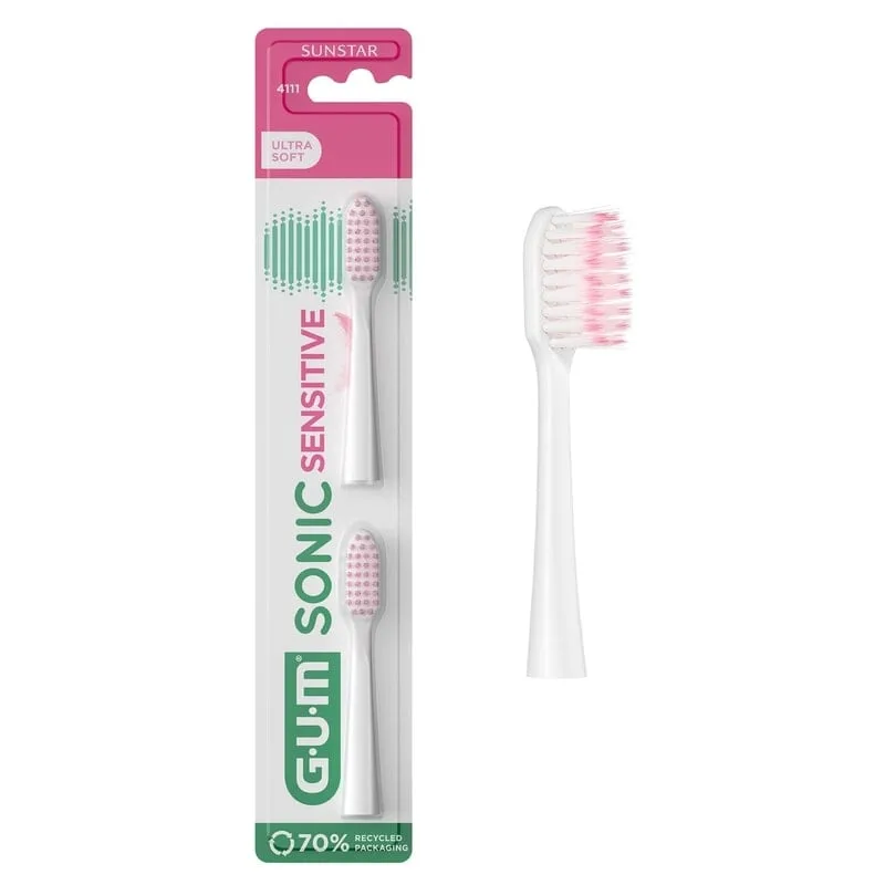 GUM Sonic Sensitive Batteritandborste Refill Extra Soft Vit 2 st