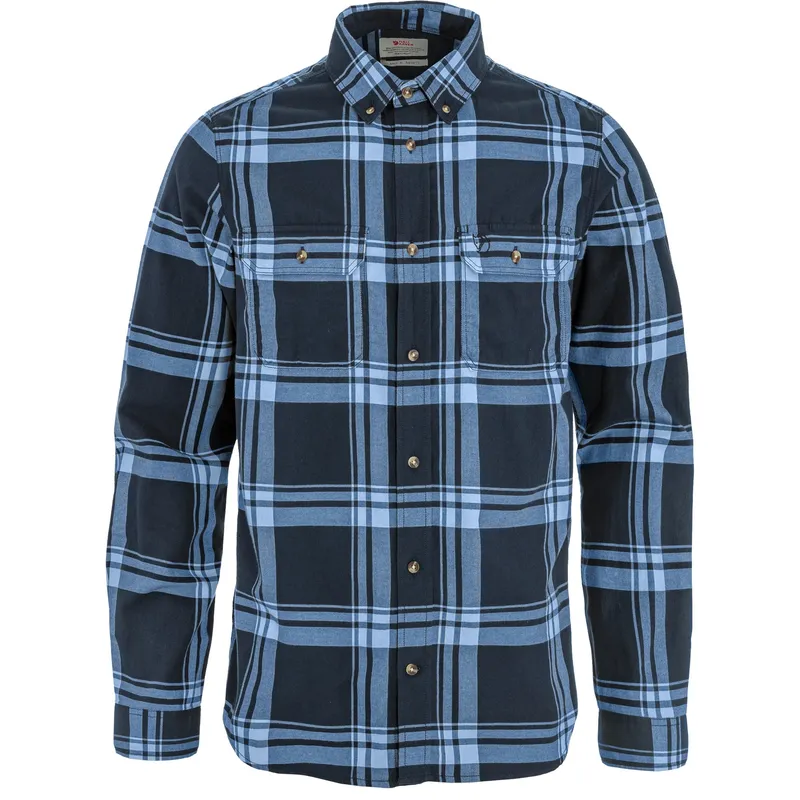 Fjällräven Men’s Övik Lite Flannel Shirt Dark Navy-chalk White