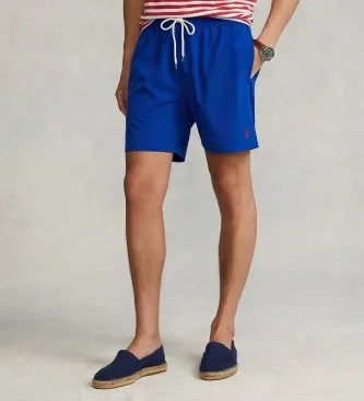 Polo Ralph Lauren för män. 710907255003 Bermudashorts Traveler blå (L), Strandkläder, Polyester, Återvunnen polyester
