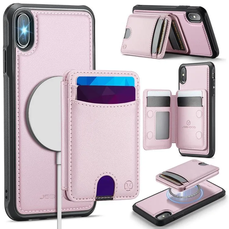 JEEHOOD Mobilskal till iPhone XS Max MagSafe Läder – Rosa