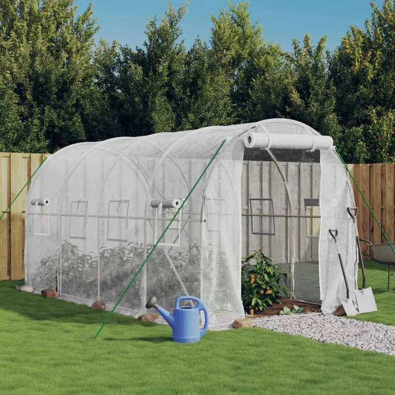 vidaXL Växthus med stålram vit 8 m² 4x2x2 m (#1145)