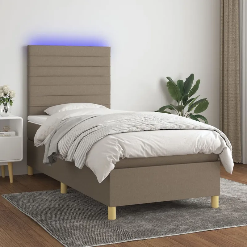vidaXL Ramsäng med madrass & LED taupe 80×200 cm tyg (#9972)