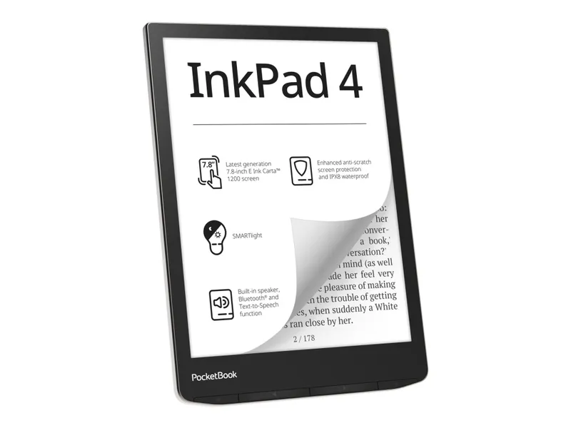 PocketBook InkPad 4 – eBook-läsare – Linux 3.10.65 – 32 GB – 7.8″ monokrom E Ink Carta 1200 (1872 x 1404) – pekskärm – Wi-Fi, Bluetooth – stardust …
