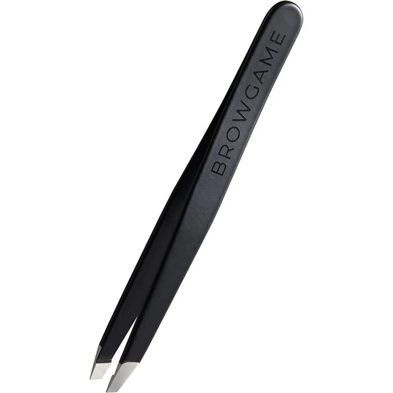 Browgame Cosmetics Signature Tweezer Slanted – Soft Touch Blackout