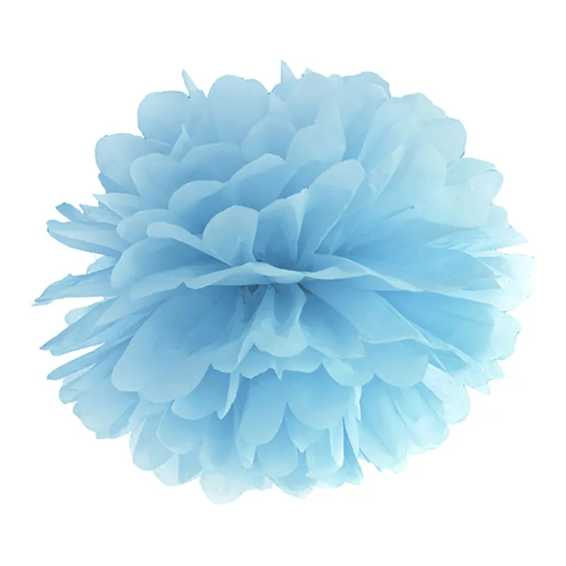 Pom Pom Ljusblå Hängande Dekoration - 25 cm