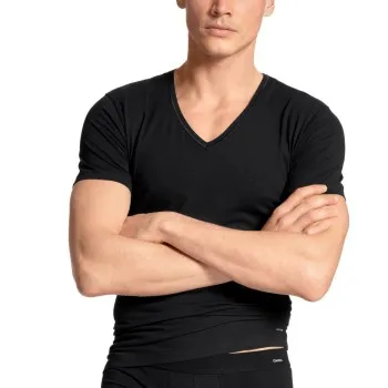 Calida Cotton Code V-Shirt Svart bomull X-Large Herr