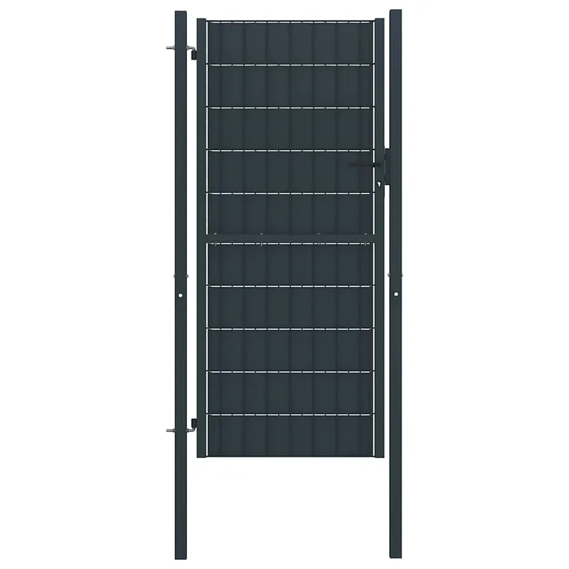 vidaXL Staketgrind PVC och stål 100×164 cm antracit
