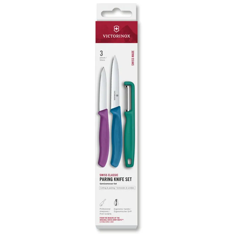 Victorinox Swiss Classic skalknivset + skalare, grön/blå/lila