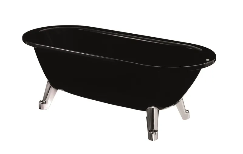 Gustavsberg GB2063165601 Badkar svart, kromad bottenventil 1580×680 mm