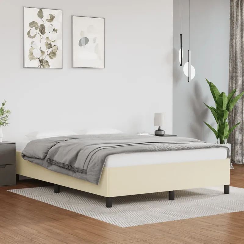 vidaXL Sängram gräddvit 140×190 cm konstläder (#2963)