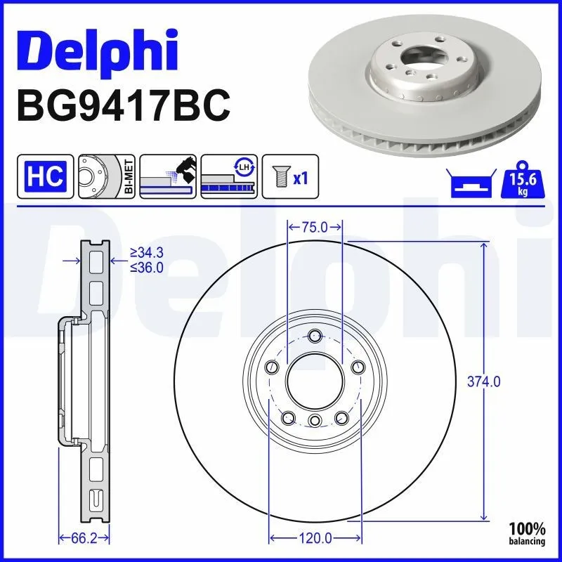 Bromsskiva DELPHI BG9417BC