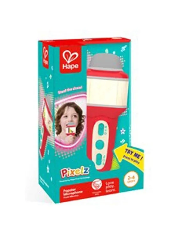 Hape Mikrofon m. Ljus - 20 cm - Pixelz - Popstar Pixel Mikrofon