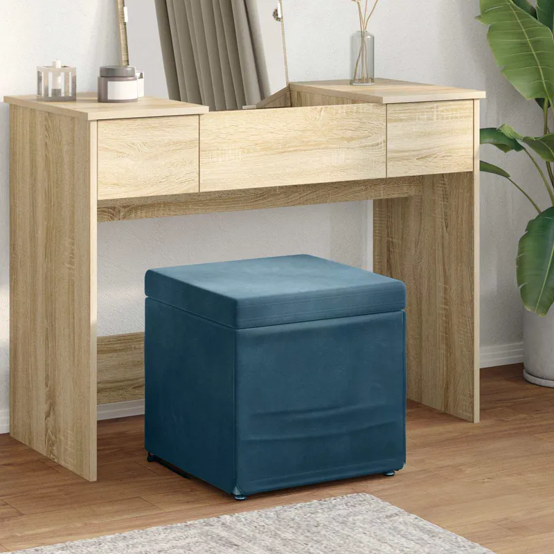 vidaXL Pall Blå 41 x 41 x 40 cm Sammet och konstruerat trä