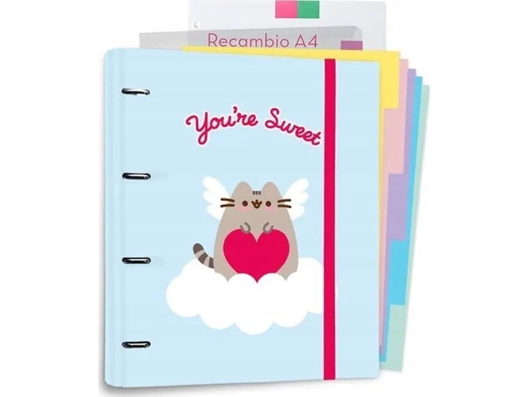Pusheen - A4 binder from the Purrfect Love collection with sheets - 4 rings elastic band