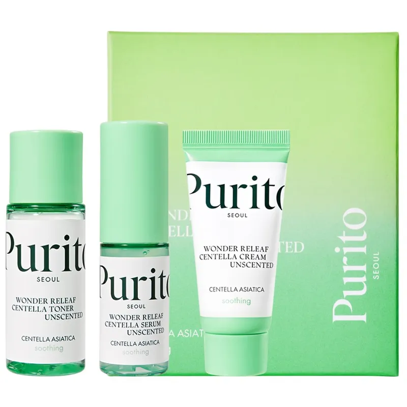 Purito, Centella asiatica unscented mini kit, 3-piece kit