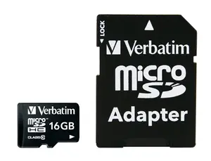 Verbatim minneskort, microSDHC, 16GB, micro Secure Digital High-Capacity, Class