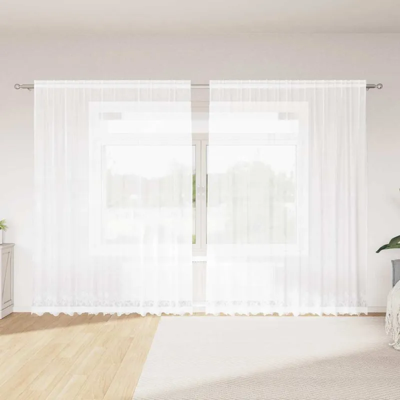 vidaXL Spetsgardin Vit 200 x 300 cm Polyester