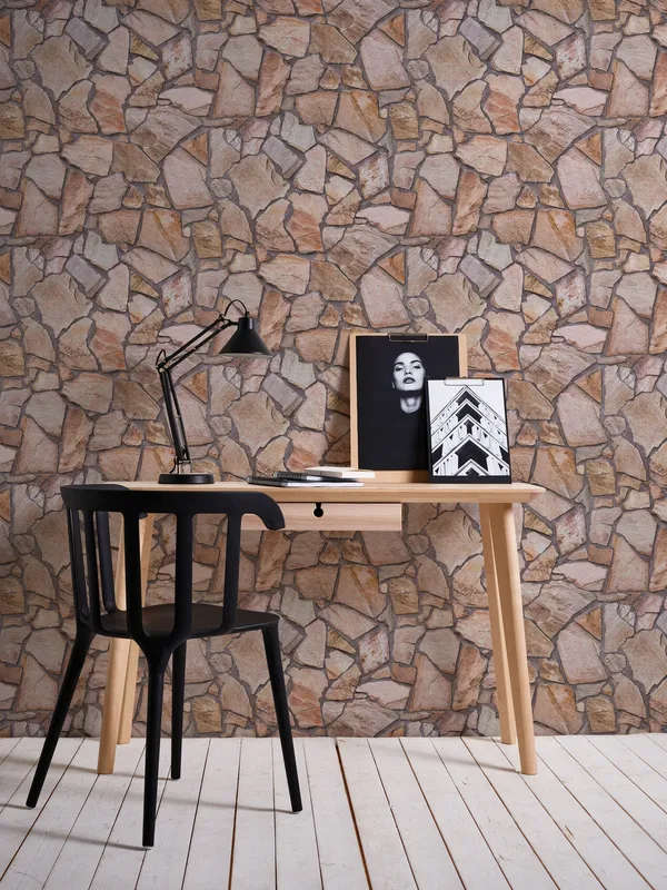Living Walls Best of Wood´n Stone III T7316 Tapet lila/rosa/grå/svart