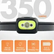 Uniross ProLite Rechargeable Headlamp - 350 lumen - Pandelampe