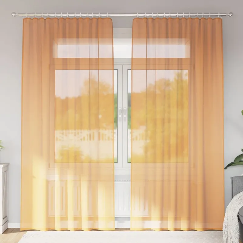 vidaXL Voile gardiner med stångfickor 2 st orange (#2099)