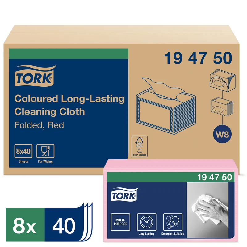 Rengöringsduk TORK Pre W8 röd 40/fp