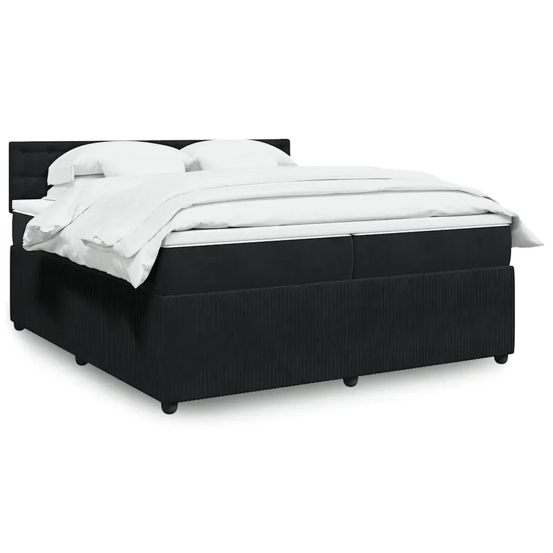 vidaXL Ramsäng med madrass svart 200×200 cm sammet (#0267)