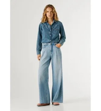 Pepe Jeans för kvinnor. PL20474042W0 Jeans Wide Leg Uhw Jaimy blå (25/32), Casual, Bomull, Denim