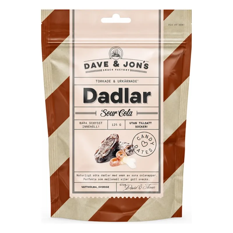 Dave & Jons Dadlar Sour Cola 125 gram BF 2026-08-25