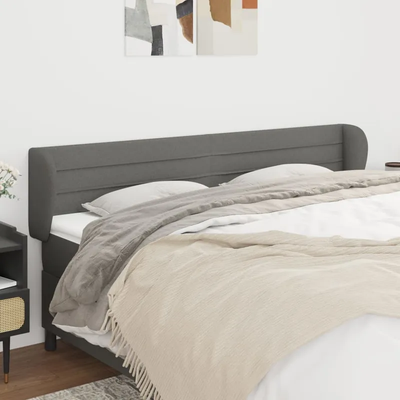 vidaXL Sänggavel med kanter mörkgrå 203x23x78/88 cm tyg (#1712)