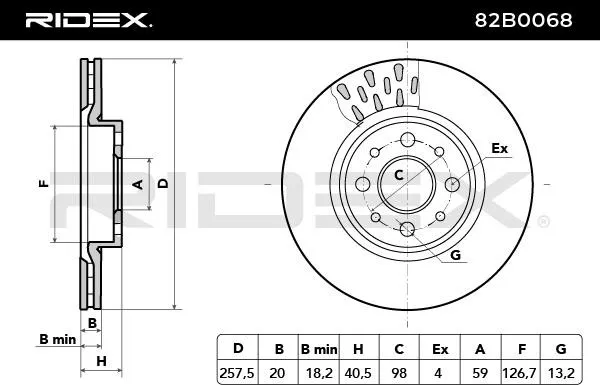 Bromsskiva RIDEX 82B0068