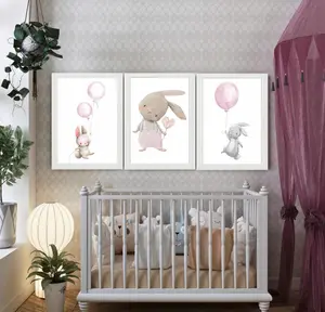 Posters - Rosa kanin / Set om 3