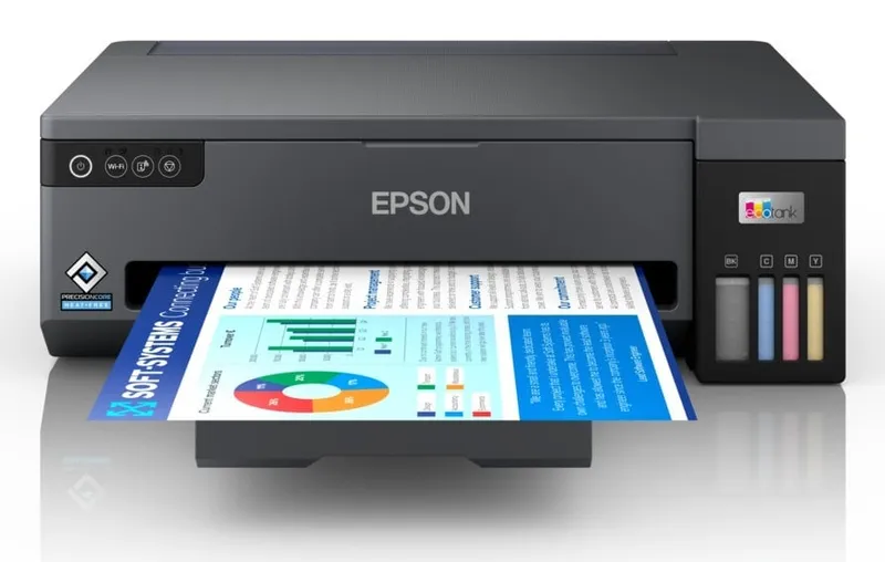 Epson EcoTank L11050 – Skrivare – färg – bläckstråle – ITS – A3 – 4800 x 1200 dpi – upp till 15 sidor/minut (mono)/upp till 8 sidor/minut (färg) – kapacitet: 100 ark – USB, Wi-Fi – svart
